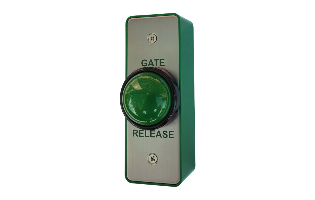 Gate Release green dome push button.
