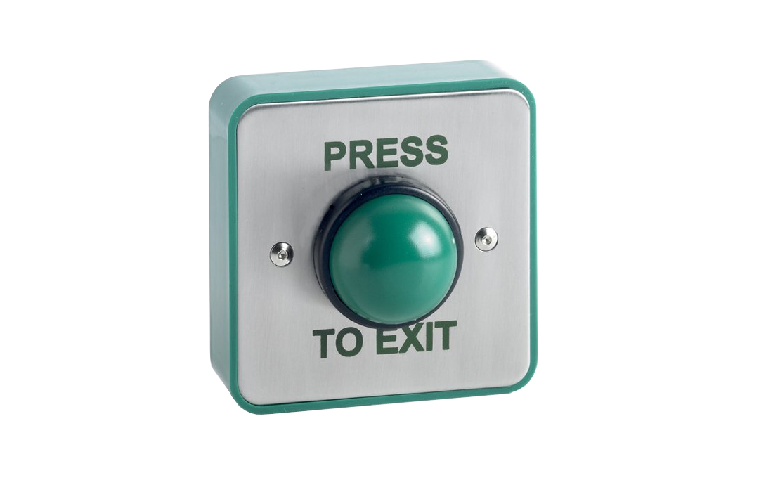 Stainless steel green dome push button.